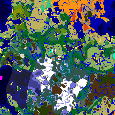 Predicted biome map of Java 1.21.4 seed 1507150401306946294 around estimated spawn
