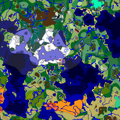 Predicted biome map of Java 1.21.4 seed 794573594845253778 around estimated spawn