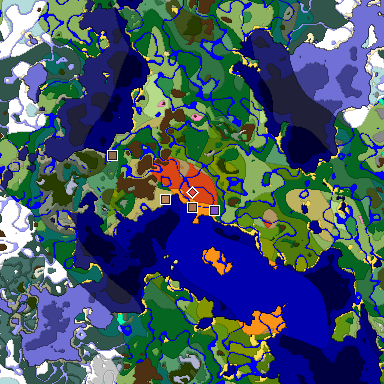 Predicted biome map of Java 1.21.4 seed 1735466582089779698 around estimated spawn