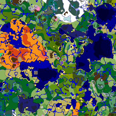 Predicted biome map of Java 1.21.4 seed 3799534758646961978 around estimated spawn