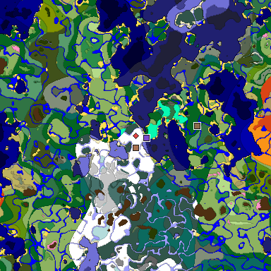 Predicted biome map of Java 1.21.4 seed -2083603039953942176 around estimated spawn