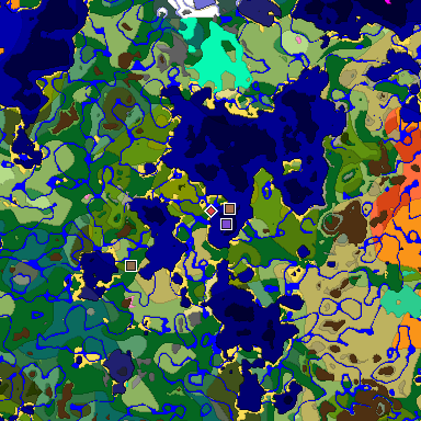 Predicted biome map of Java 1.21.4 seed -4610847940938167222 around estimated spawn