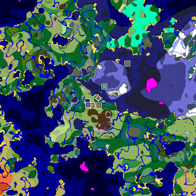Predicted biome map of Java 1.21.4 seed -6533002468891041905 around estimated spawn