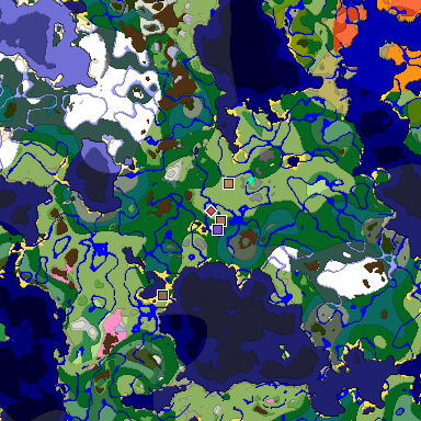 Predicted biome map of Java 1.21.4 seed 4750627401197294137 around estimated spawn
