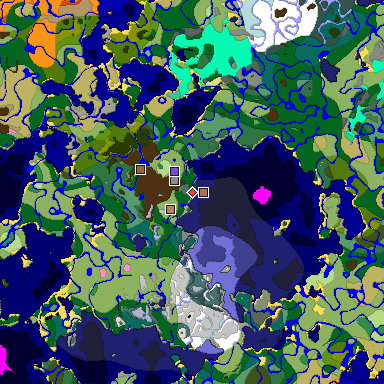 Predicted biome map of Java 1.21.4 seed -6184393093438345722 around estimated spawn