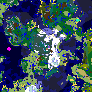 Predicted biome map of Java 1.21.4 seed -6416464728837569631 around estimated spawn