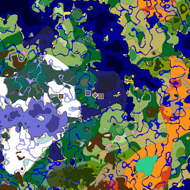 Predicted biome map of Java 1.21.4 seed -1859771933126446101 around estimated spawn