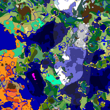 Predicted biome map of Java 1.21.4 seed 1362148024082013722 around estimated spawn
