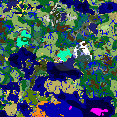 Predicted biome map of Java 1.21.4 seed 2013326475933185163 around estimated spawn