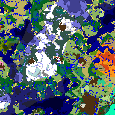 Predicted biome map of Java 1.21.4 seed -8804285063781127039 around estimated spawn