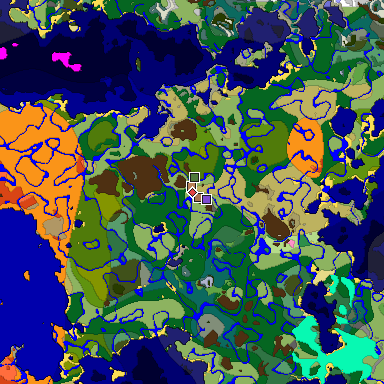 Predicted biome map of Java 1.21.4 seed -6161510974191338268 around estimated spawn