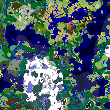 Predicted biome map of Java 1.21.4 seed 2309709772077644616 around estimated spawn