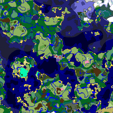 Predicted biome map of Java 1.21.4 seed -3435138735922281602 around estimated spawn