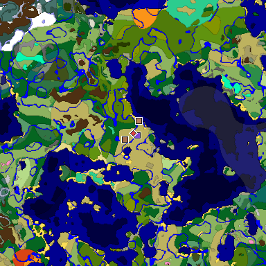 Predicted biome map of Java 1.21.4 seed 5496362206398261328 around estimated spawn