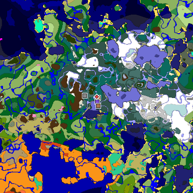 Predicted biome map of Java 1.21.4 seed -5727577864146459461 around estimated spawn
