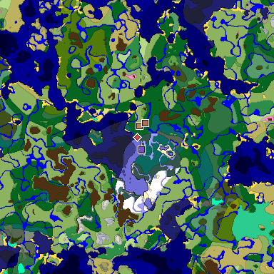 Predicted biome map of Java 1.21.4 seed -6777163264500799958 around estimated spawn