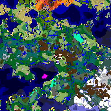Predicted biome map of Java 1.21.4 seed -1437761315020601529 around estimated spawn