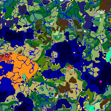 Predicted biome map of Java 1.21.4 seed -2065406608379548429 around estimated spawn