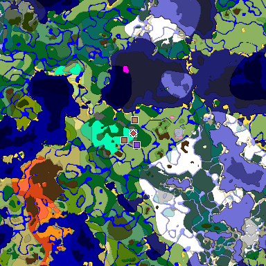 Predicted biome map of Java 1.21.4 seed 4564311700242907330 around estimated spawn