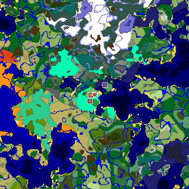 Predicted biome map of Java 1.21.4 seed 1130624141475784124 around estimated spawn
