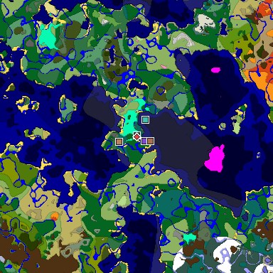 Predicted biome map of Java 1.21.4 seed 7461579174431628811 around estimated spawn