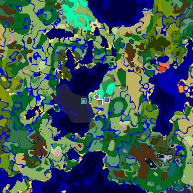 Predicted biome map of Java 1.21.4 seed 3950980000105313455 around estimated spawn