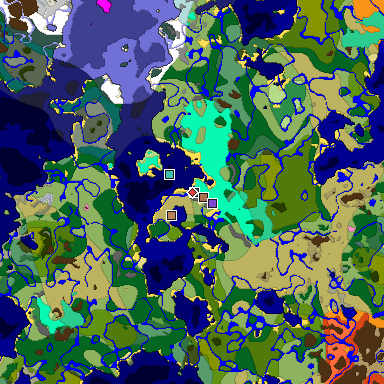 Predicted biome map of Java 1.21.4 seed -98629963329949925 around estimated spawn
