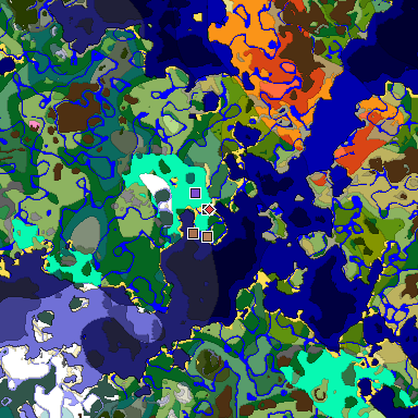 Predicted biome map of Java 1.21.4 seed 8873591972047514311 around estimated spawn