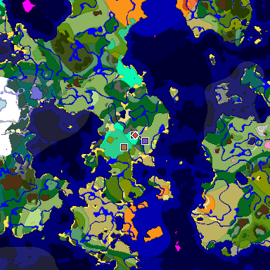 Predicted biome map of Java 1.21.4 seed 6939534282026281961 around estimated spawn