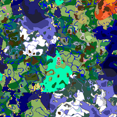 Predicted biome map of Java 1.21.4 seed 9012842634091214034 around estimated spawn