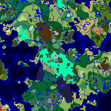 Predicted biome map of Java 1.21.4 seed 6419990782644161993 around estimated spawn
