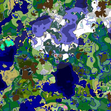 Predicted biome map of Java 1.21.4 seed 4103122877161984282 around estimated spawn