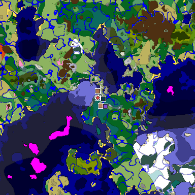 Predicted biome map of Java 1.21.4 seed 462299919729278530 around estimated spawn