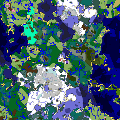 Predicted biome map of Java 1.21.4 seed -2924546593353051196 around estimated spawn