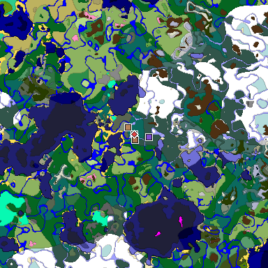 Predicted biome map of Java 1.21.4 seed 4825525317355154236 around estimated spawn