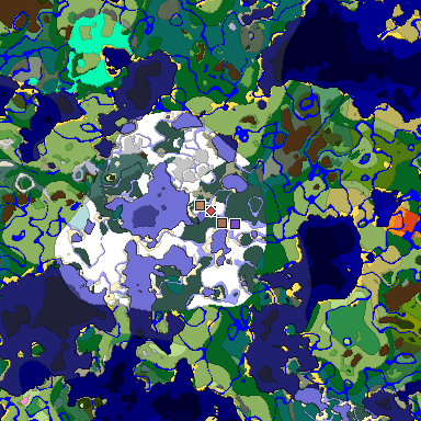 Predicted biome map of Java 1.21.4 seed -958412383973275949 around estimated spawn