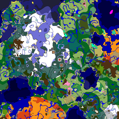 Predicted biome map of Java 1.21.4 seed 9002110103351988220 around estimated spawn