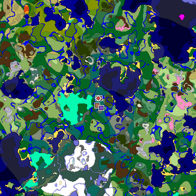 Predicted biome map of Java 1.21.4 seed 7535102145264688064 around estimated spawn