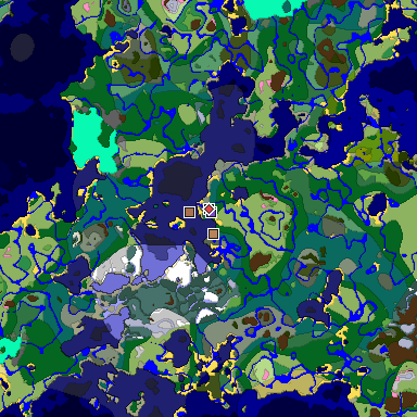 Predicted biome map of Java 1.21.4 seed 5288211521182004635 around estimated spawn