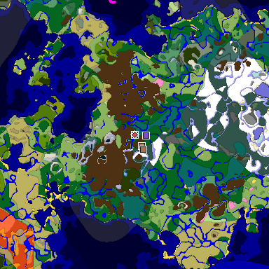 Predicted biome map of Java 1.21.4 seed 376235942395726964 around estimated spawn