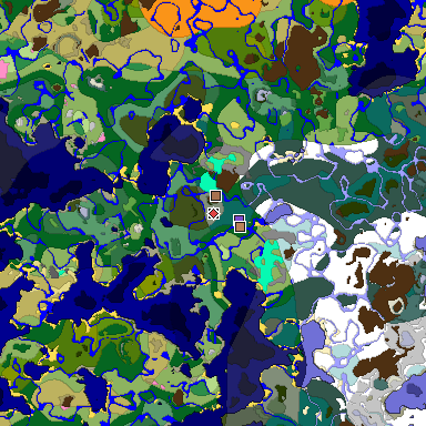 Predicted biome map of Java 1.21.4 seed -8170666297415510490 around estimated spawn