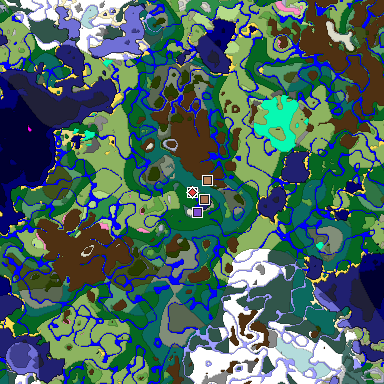 Predicted biome map of Java 1.21.4 seed 886193902244731196 around estimated spawn