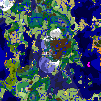 Predicted biome map of Java 1.21.4 seed 4418634330221500200 around estimated spawn