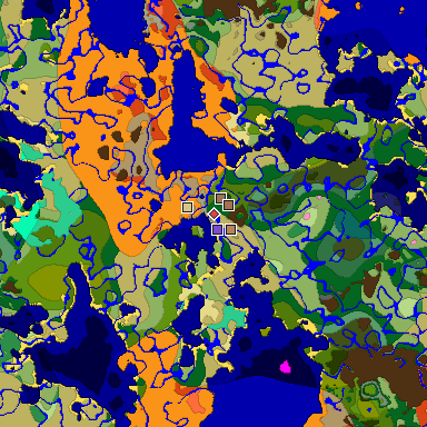 Predicted biome map of Java 1.21.4 seed -1392826701723290026 around estimated spawn