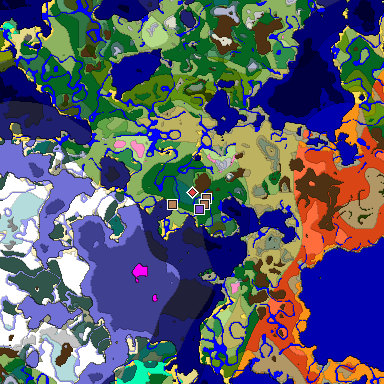 Predicted biome map of Java 1.21.4 seed 3571086635994881375 around estimated spawn