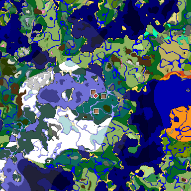 Predicted biome map of Java 1.21.4 seed -1277187249006943839 around estimated spawn