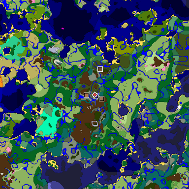Predicted biome map of Java 1.21.4 seed 4848811574908086230 around estimated spawn