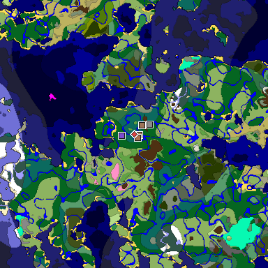 Predicted biome map of Java 1.21.4 seed 4874873198534036641 around estimated spawn