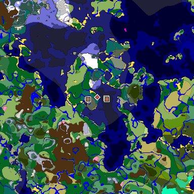 Predicted biome map of Java 1.21.4 seed 5331650375994430710 around estimated spawn