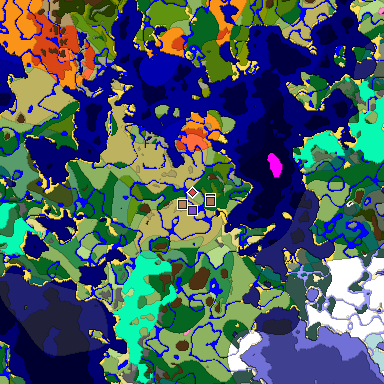 Predicted biome map of Java 1.21.4 seed 7961835663852988545 around estimated spawn